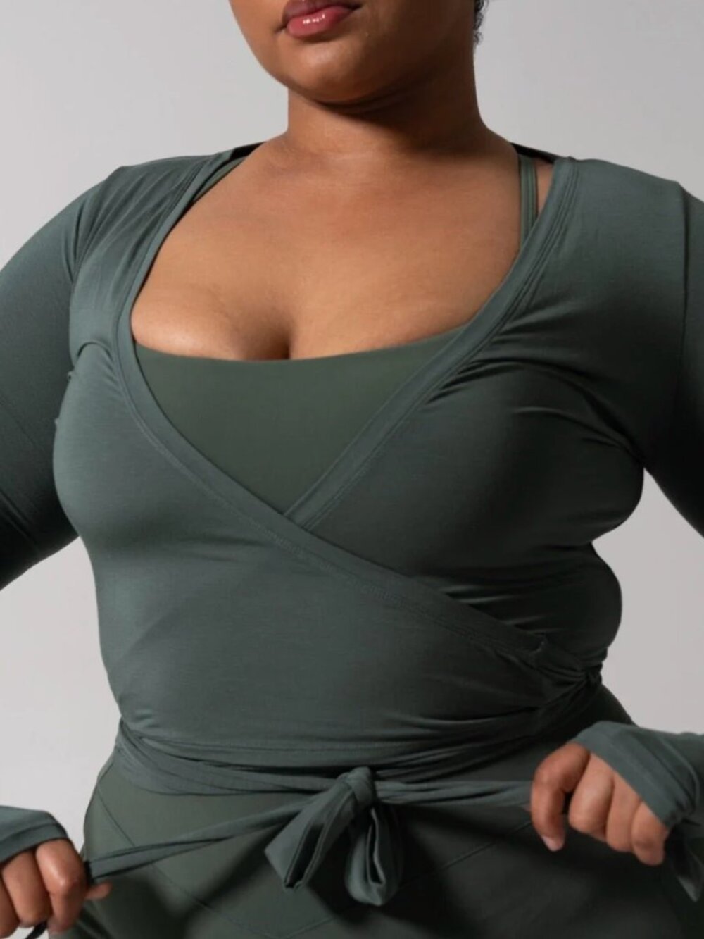 Buffbunny Ballet Wrap Limon Pepino Green Tie Long Sleeve Top XXL